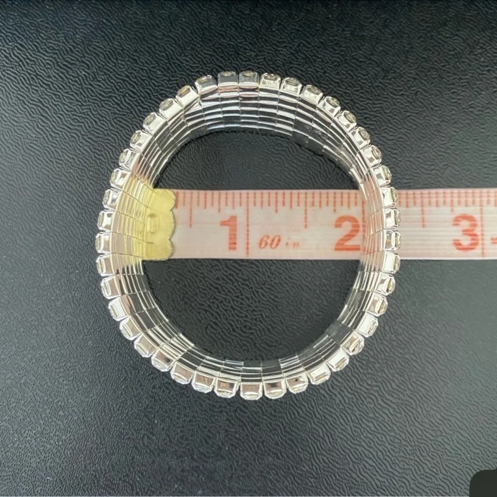 Silver Crystal Multi-Row Stretch Bracelet New NWT